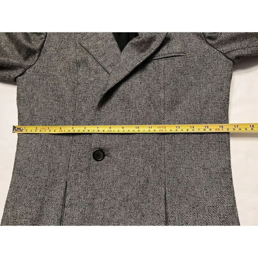 PEABODY HOUSE Blazer Jacket Womens Jrs Sz 7/8 Herringbone‎ Tweed Black Gray Vtg